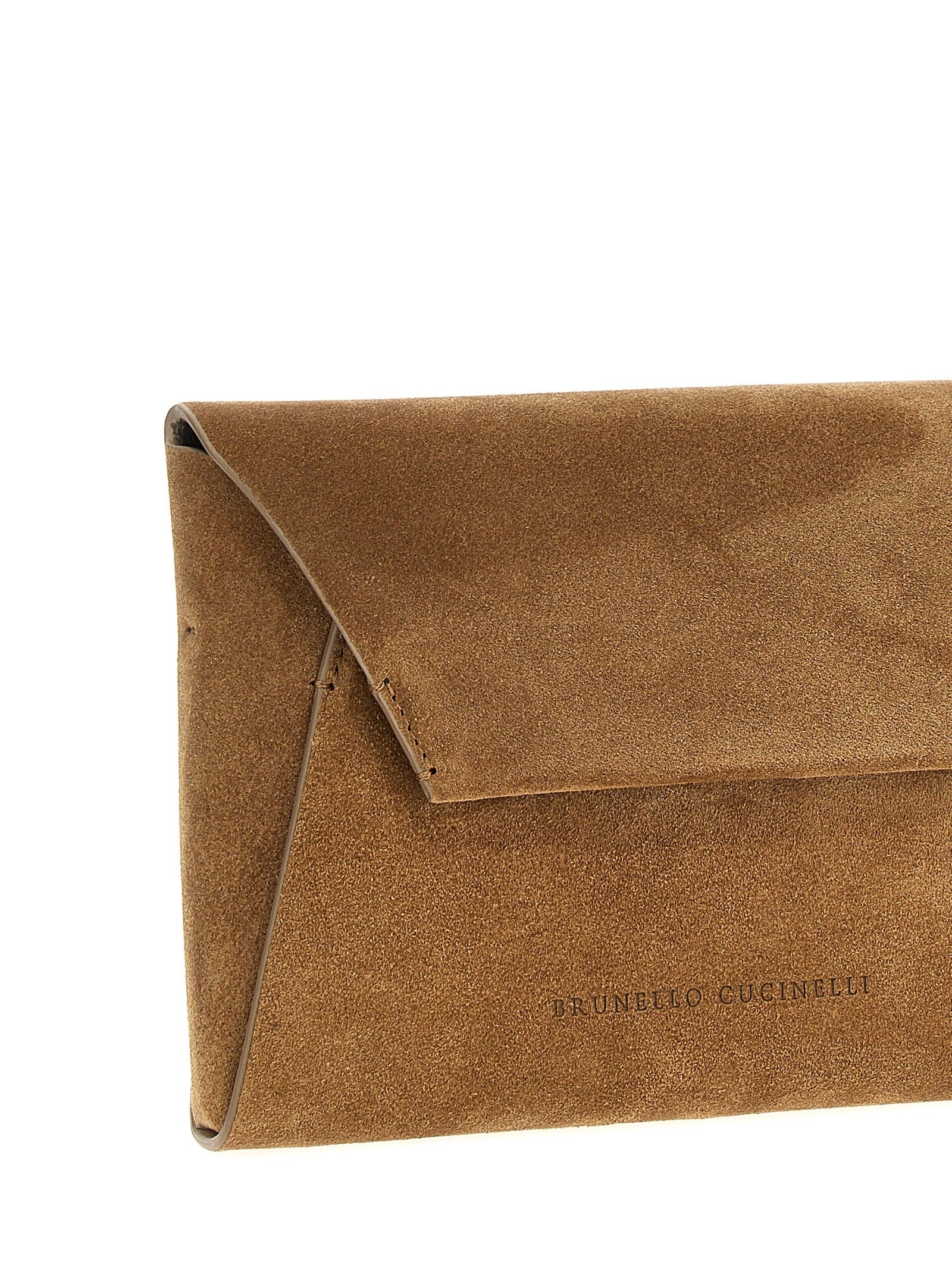 Monile suede clutch bag