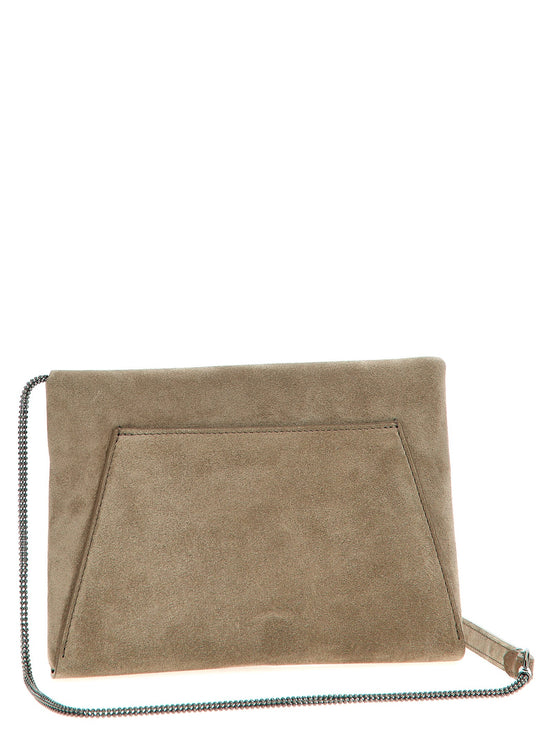 Monile suede clutch bag