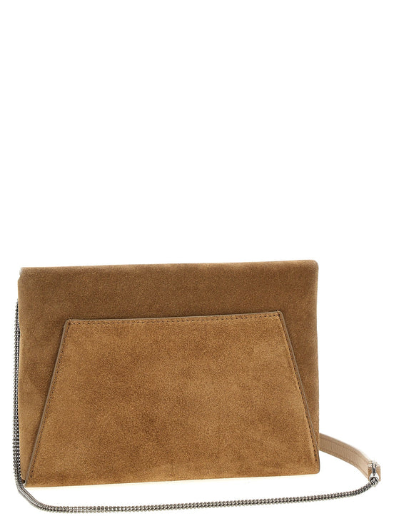 Monile suede clutch bag