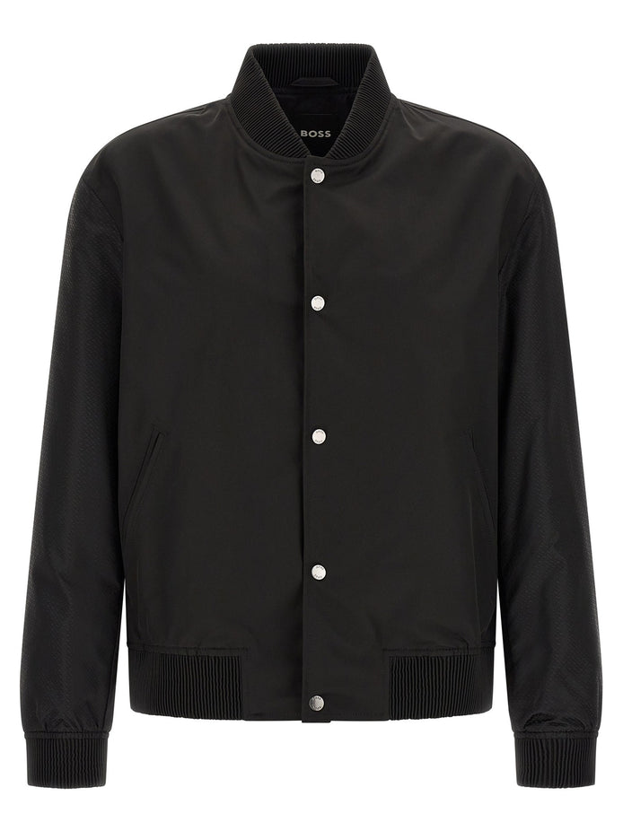 Monogram sleeve bomber jacket