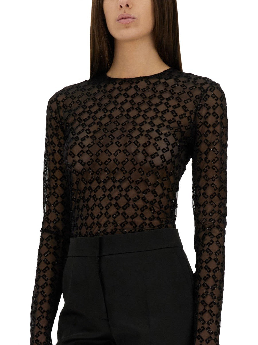 MONOGRAM TULLE BODYSUIT