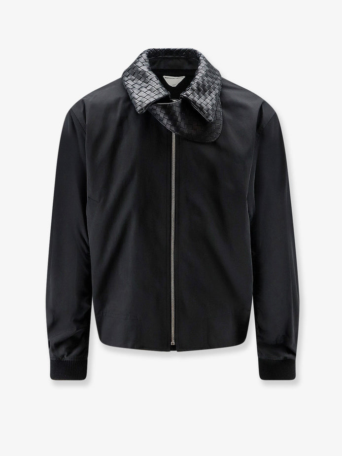 Nylon and cotton jacket with Intrecciato details
