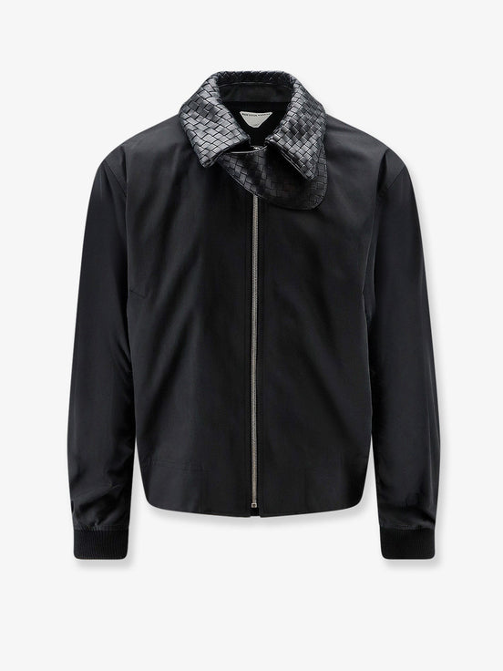 Nylon and cotton jacket with Intrecciato details