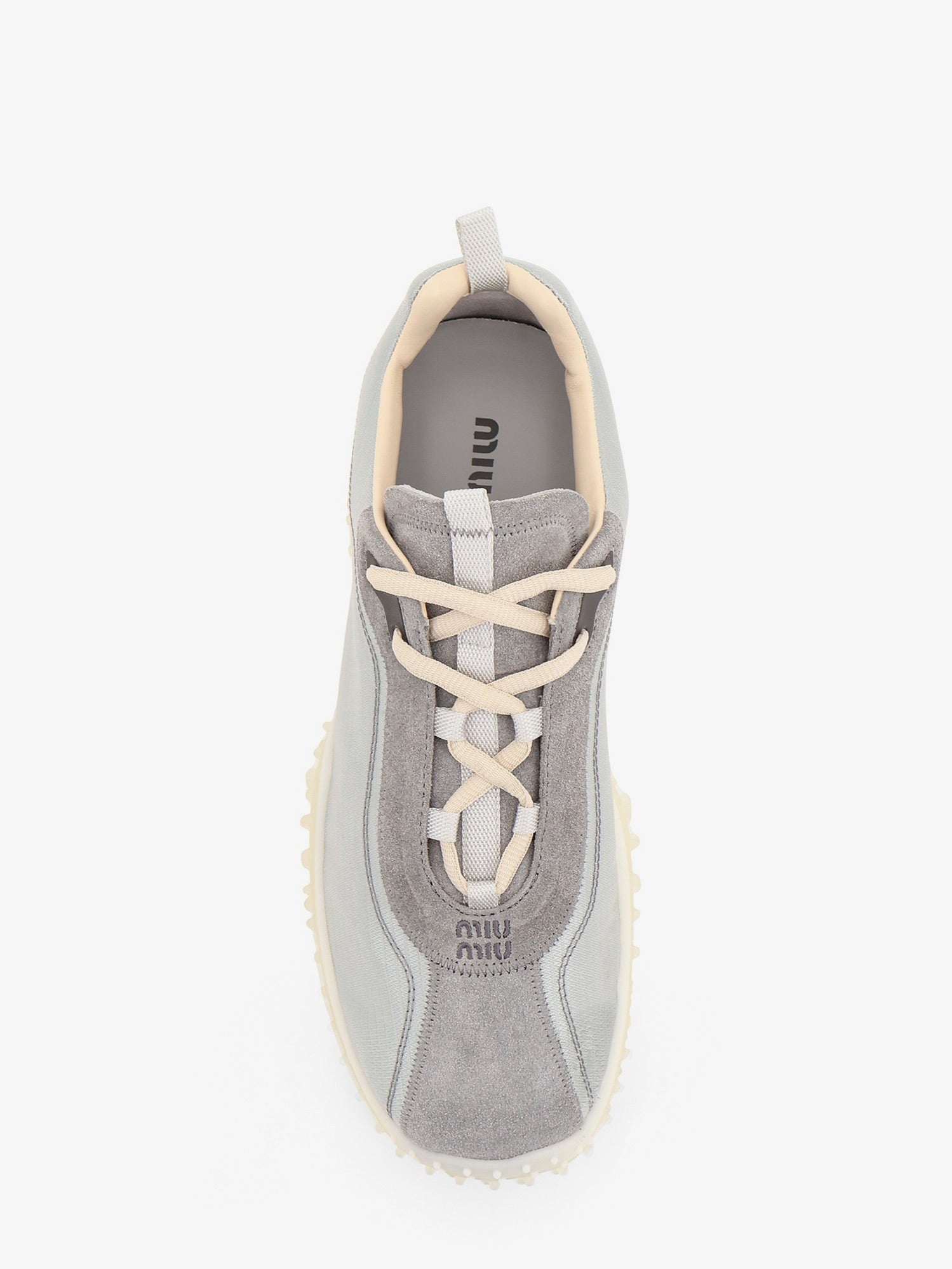 Nylon and suede sneakers with embroidered logo