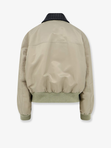 Bottega Veneta Nylon blouson with Intrecciato leather collar
