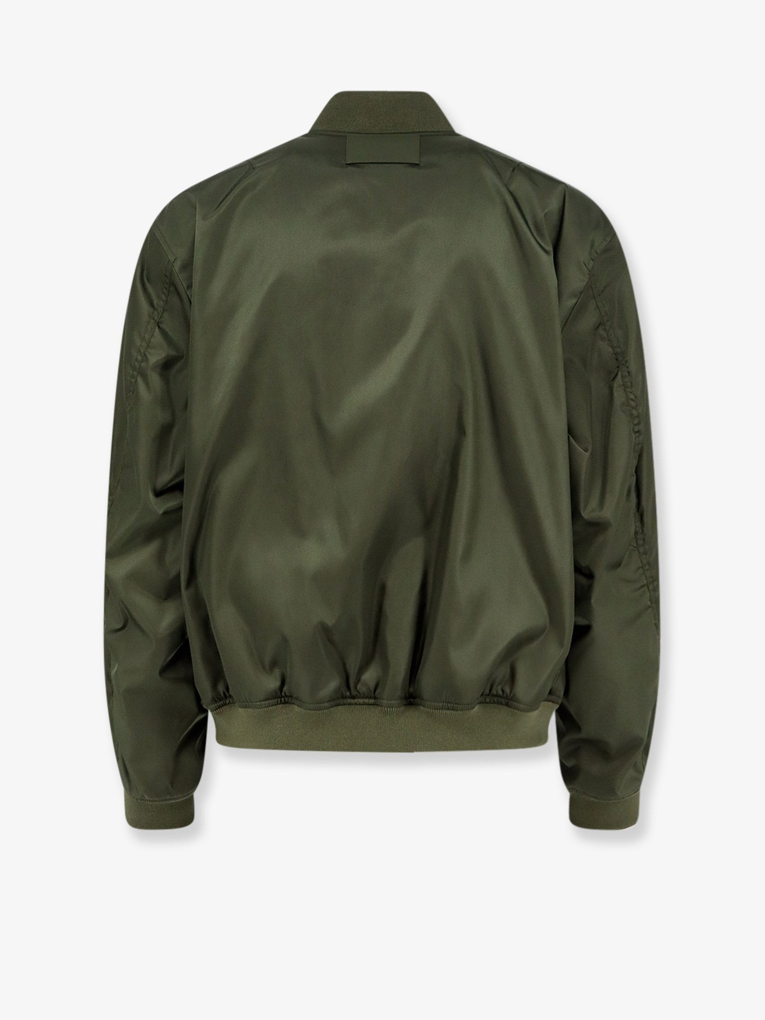 Nylon bomber with orange lining