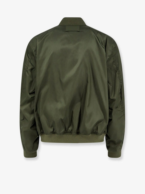 Nylon bomber with orange lining