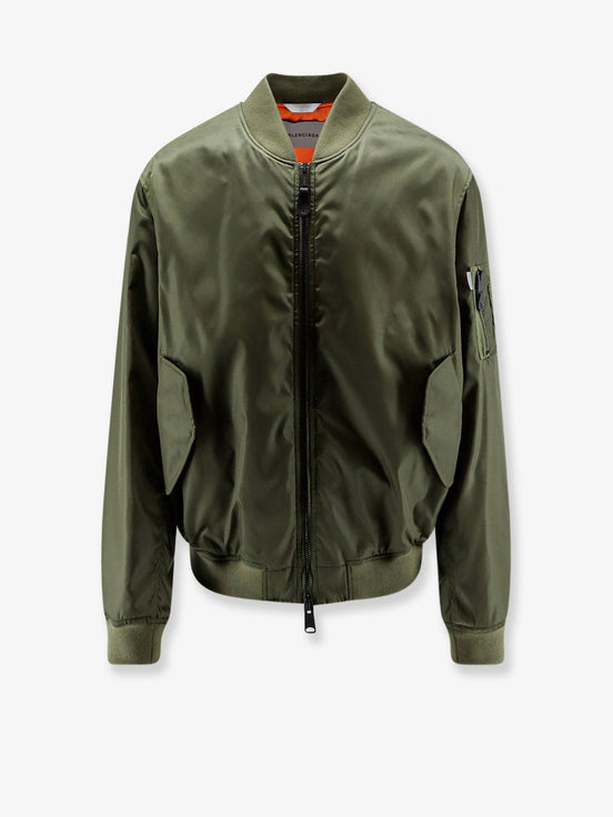 Nylon bomber with orange lining