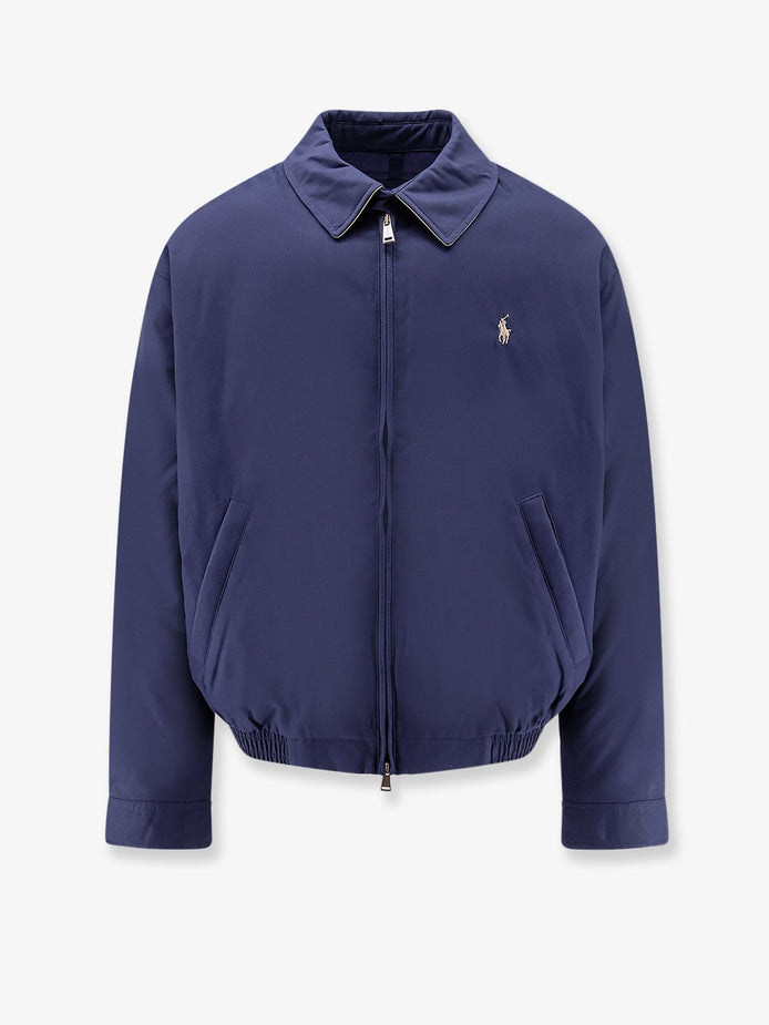 Nylon down jacket with contrasting embroidered logo