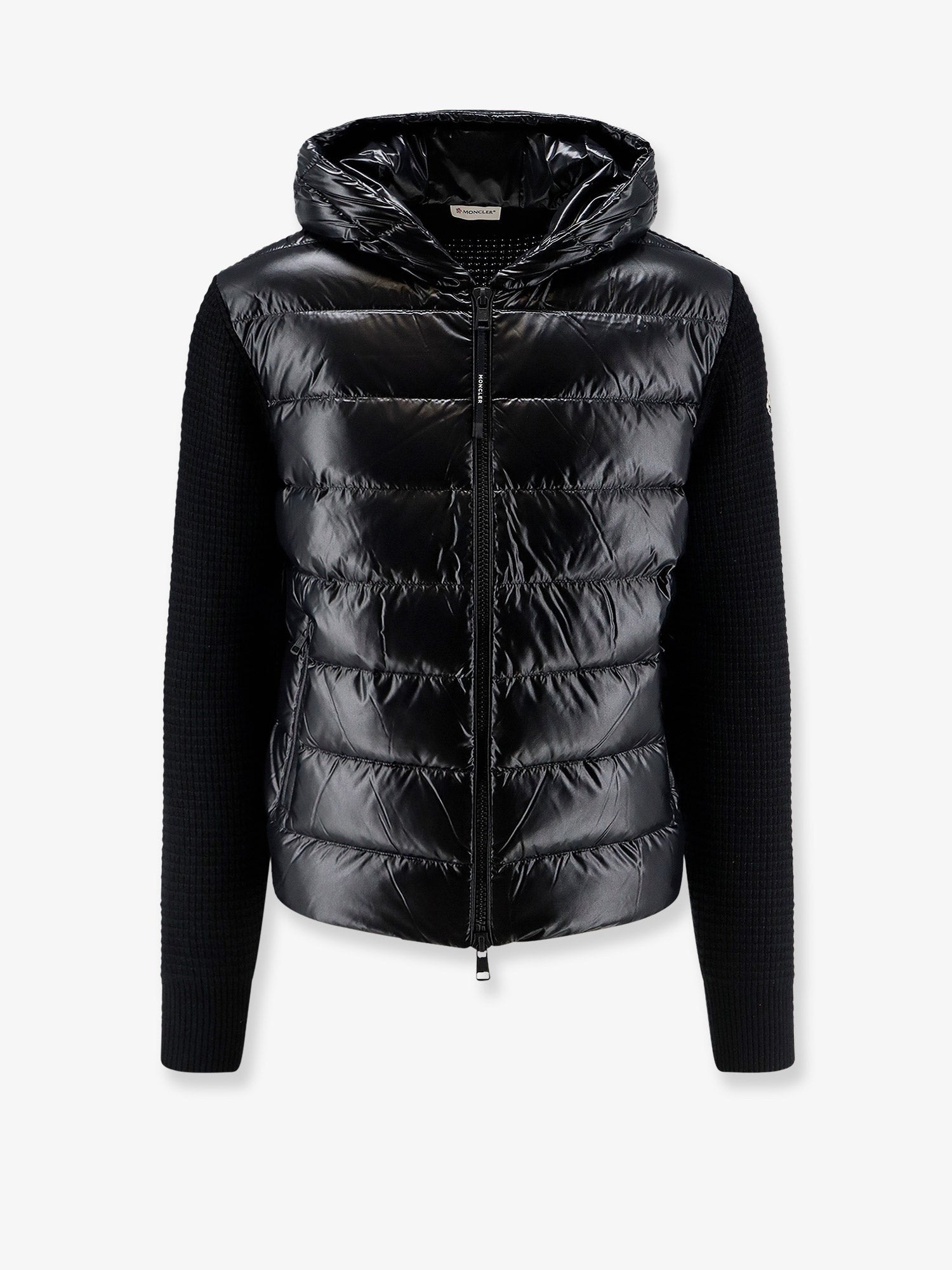 Nylon jacket with wool and cashmere blend sleeves