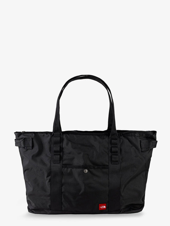 Nylon shoulder bag with logo label on the bottom