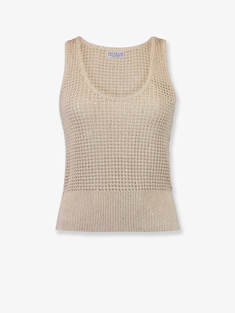 Openwork cotton knit top