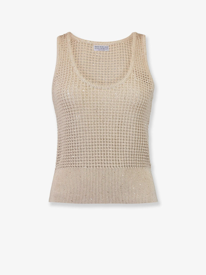 Openwork cotton knit top