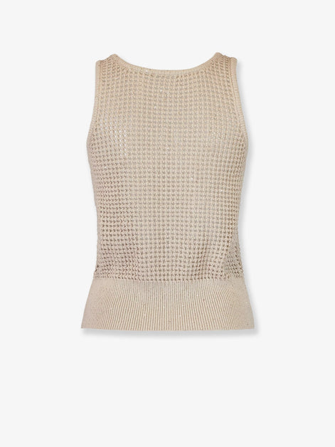 Brunello Cucinelli Openwork cotton knit top