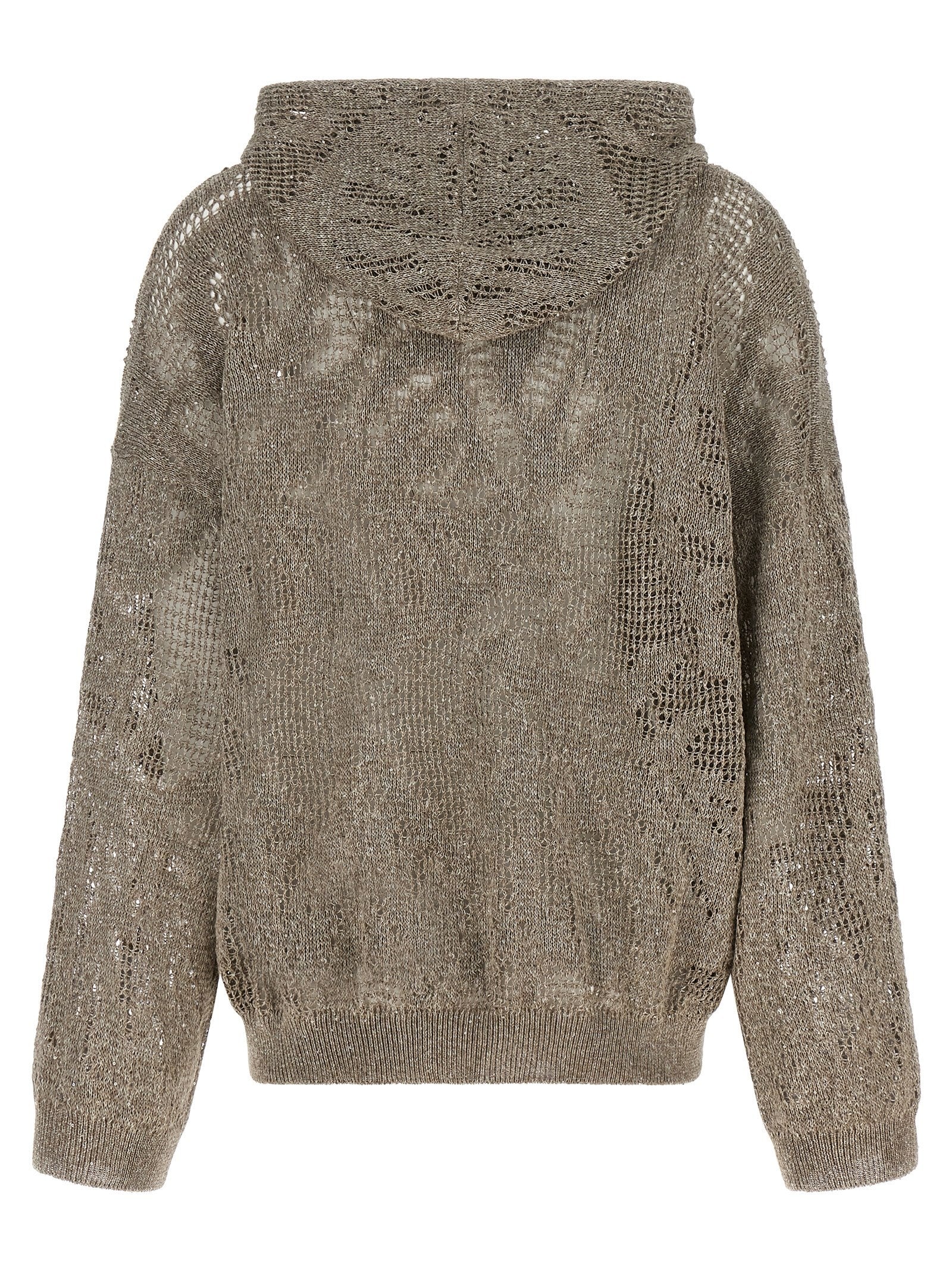 Openwork hooded sweater