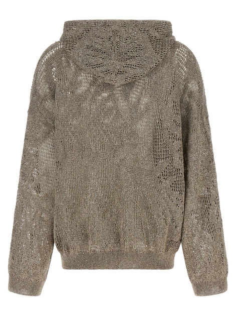 Openwork hooded sweater