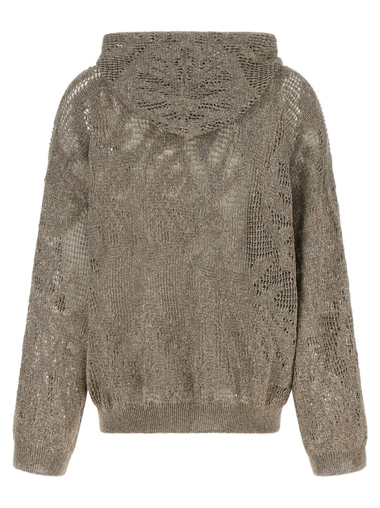 Openwork hooded sweater