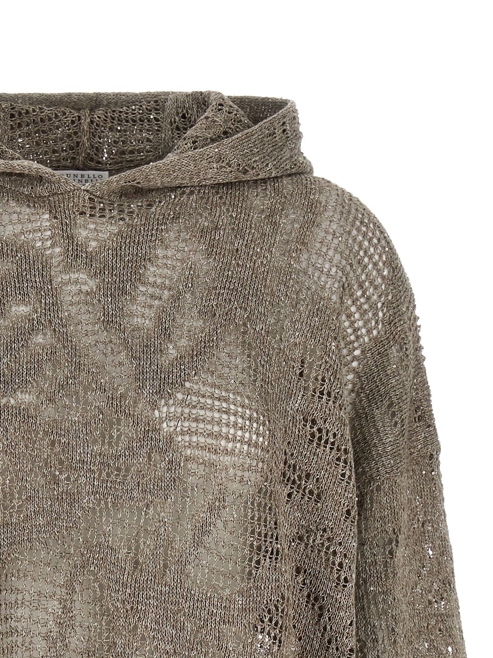 Openwork hooded sweater