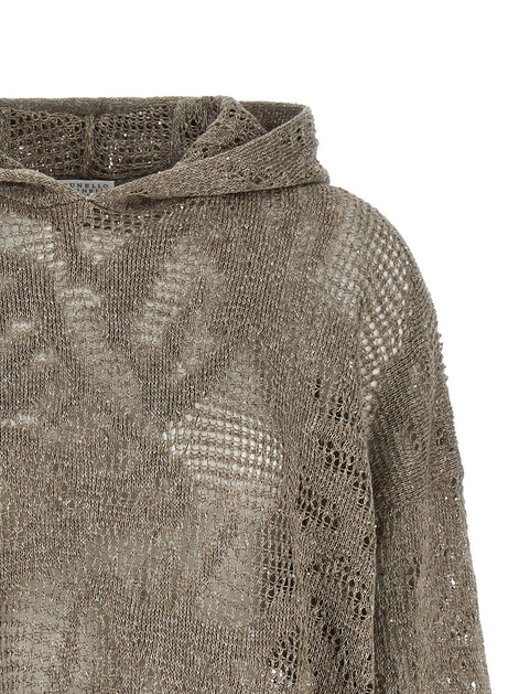 Openwork hooded sweater