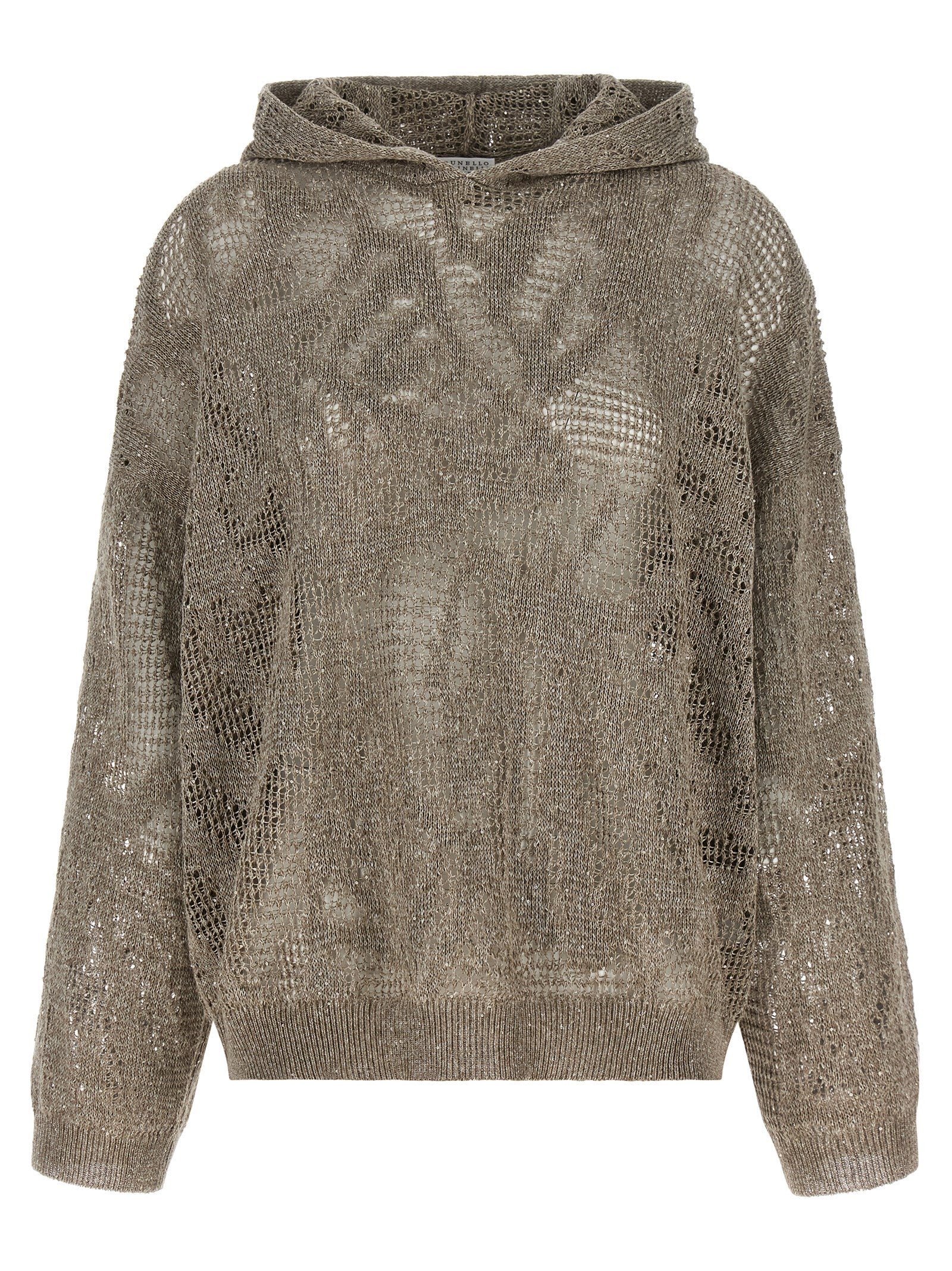 Openwork hooded sweater