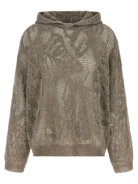Openwork hooded sweater