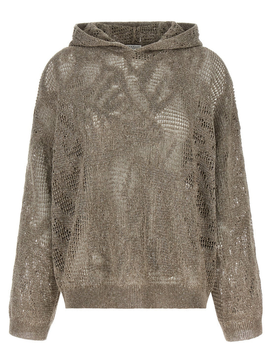 Openwork hooded sweater