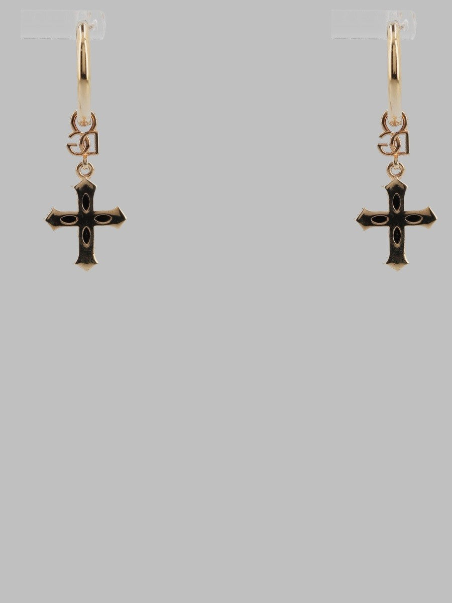 Dolce & Gabbana Orecchini Creola Con Croci E Strass