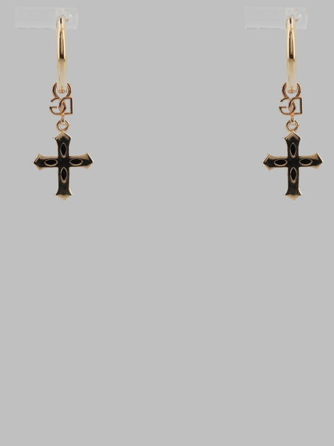 Dolce & Gabbana Orecchini Creola Con Croci E Strass
