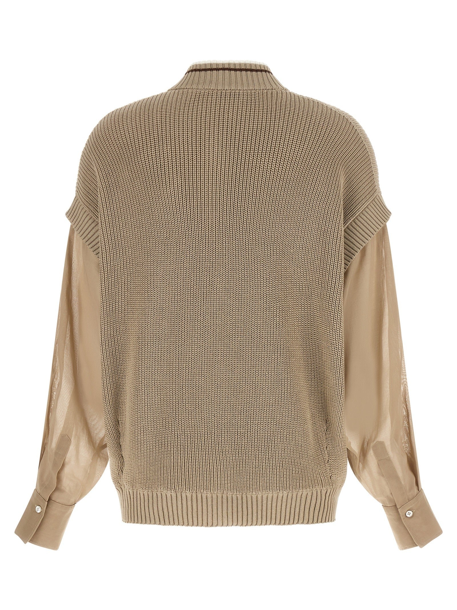 Organza sleeve cardigan
