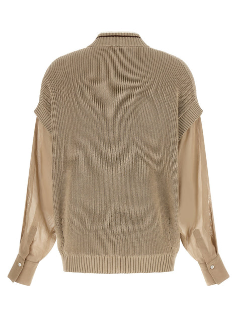 Organza sleeve cardigan