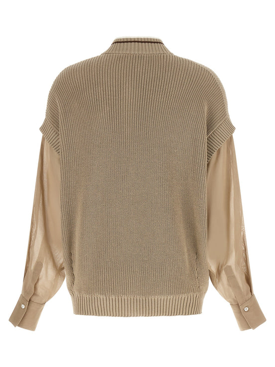 Organza sleeve cardigan