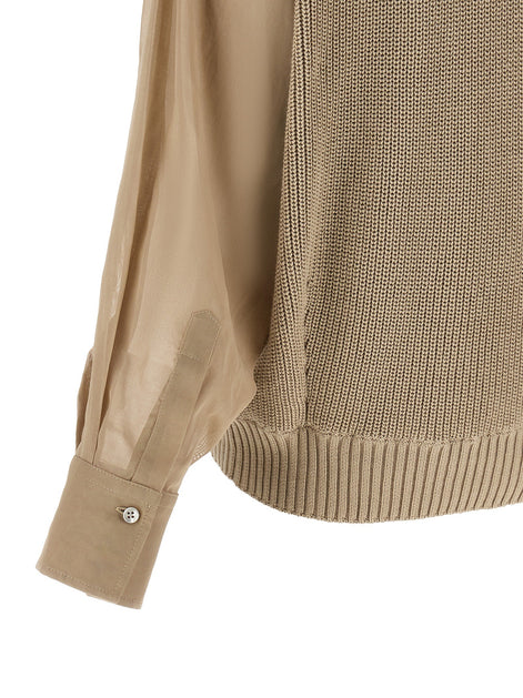 Organza sleeve cardigan