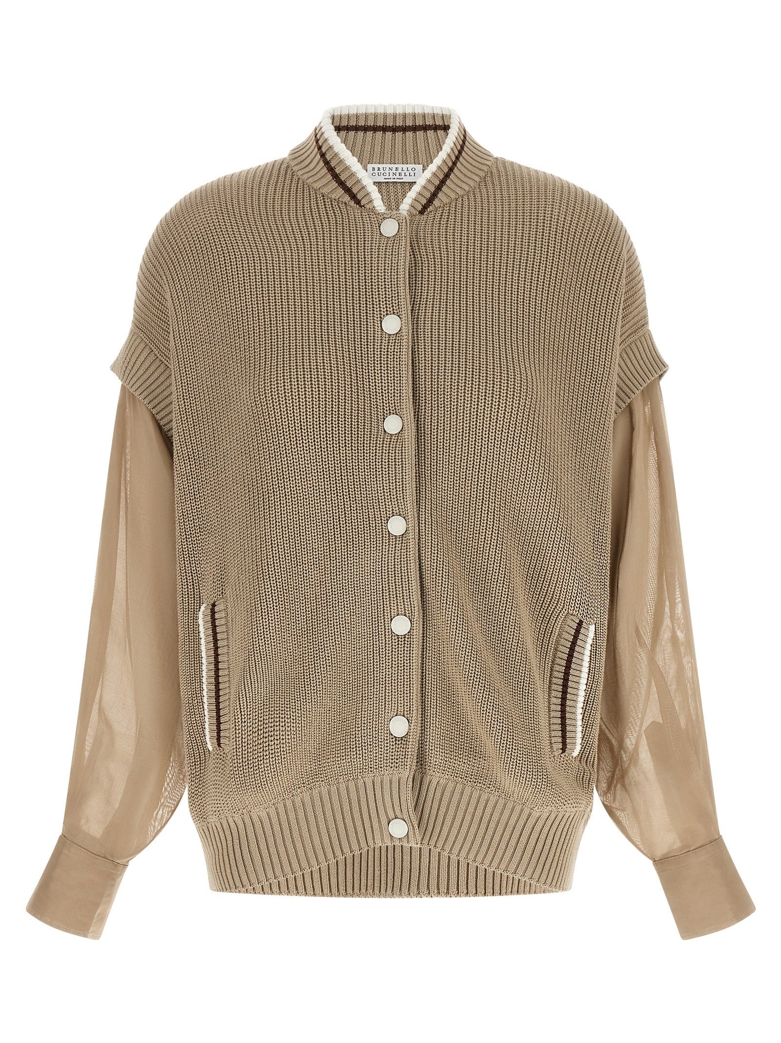 Organza sleeve cardigan