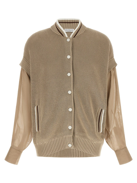 Organza sleeve cardigan