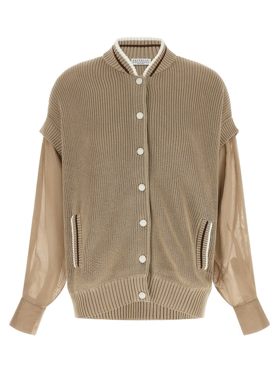 Organza sleeve cardigan