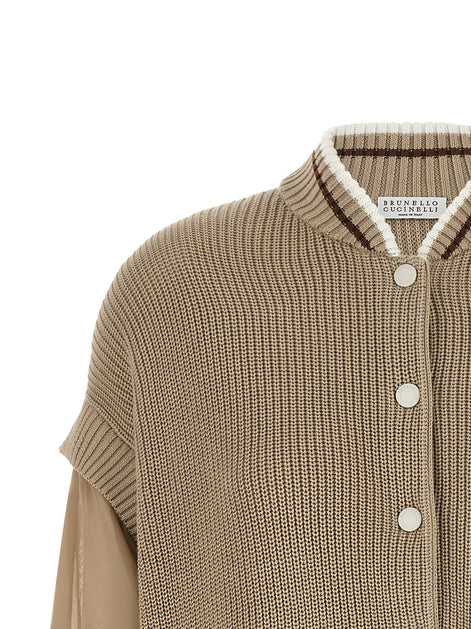 Organza sleeve cardigan