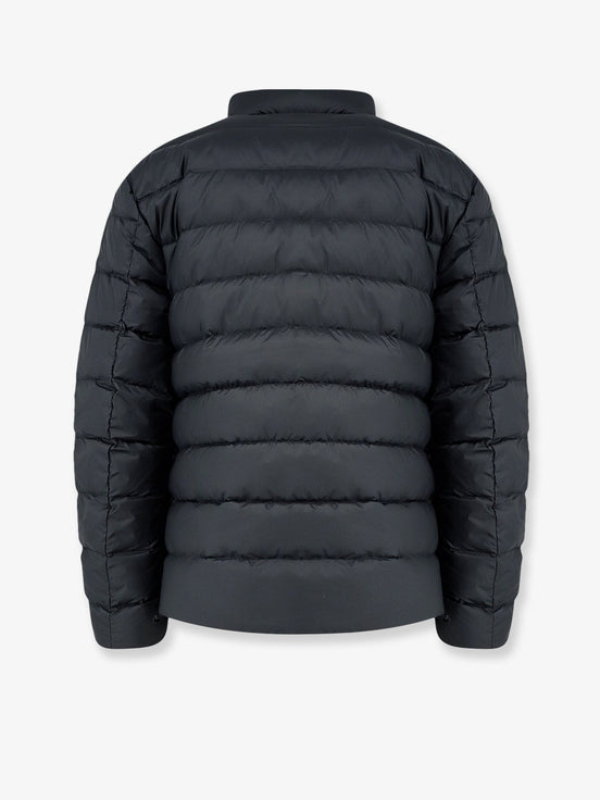 Packable recycled material down jacket