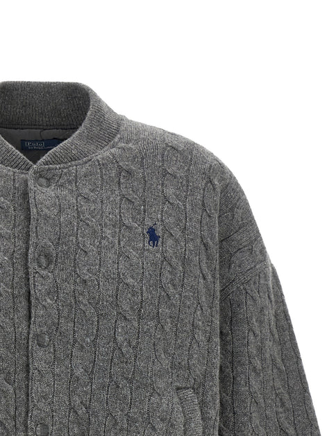 Padded Knit Braided Bomber Jacket