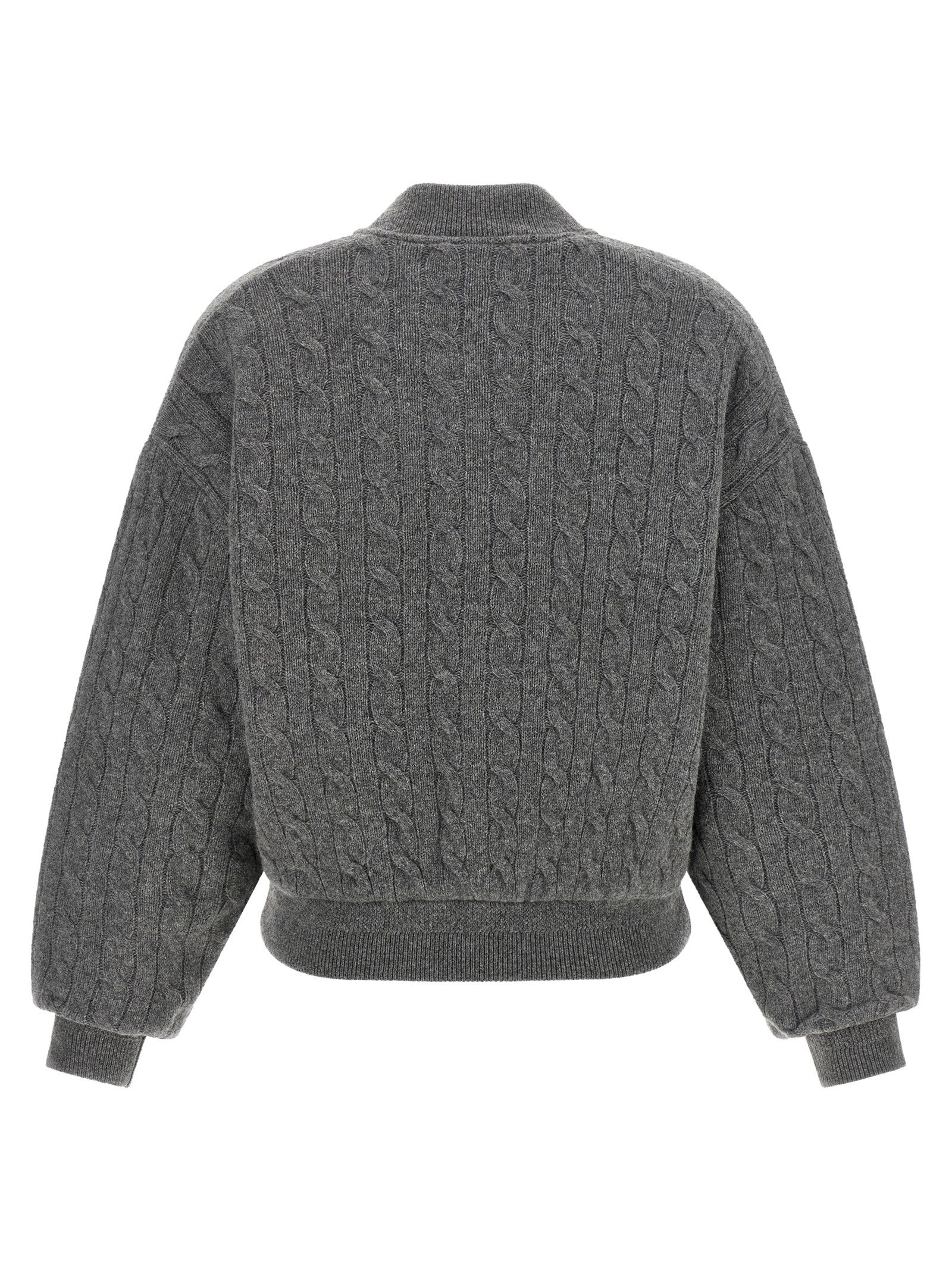 Padded Knit Braided Bomber Jacket