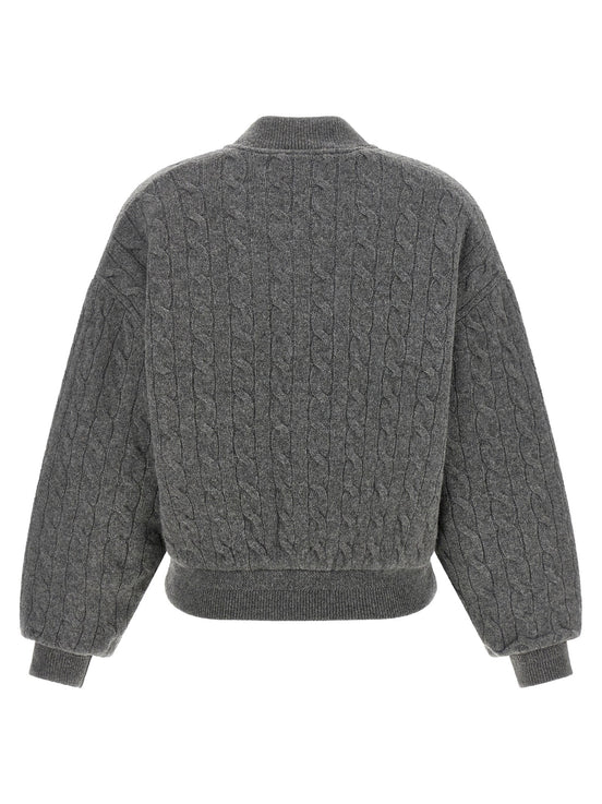 Padded Knit Braided Bomber Jacket