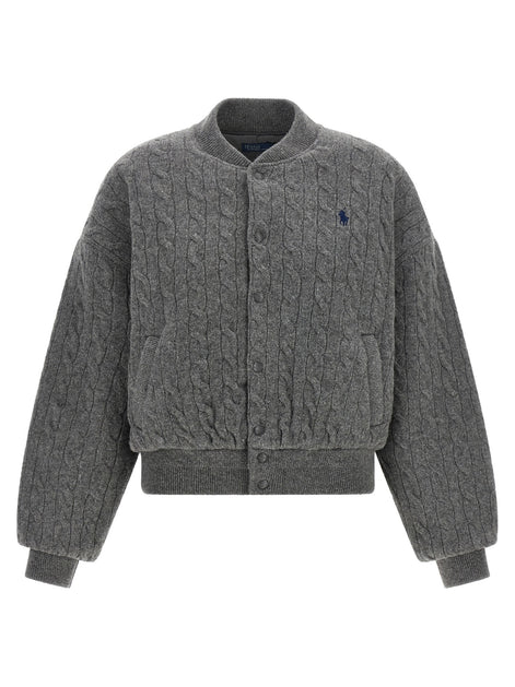 Padded Knit Braided Bomber Jacket