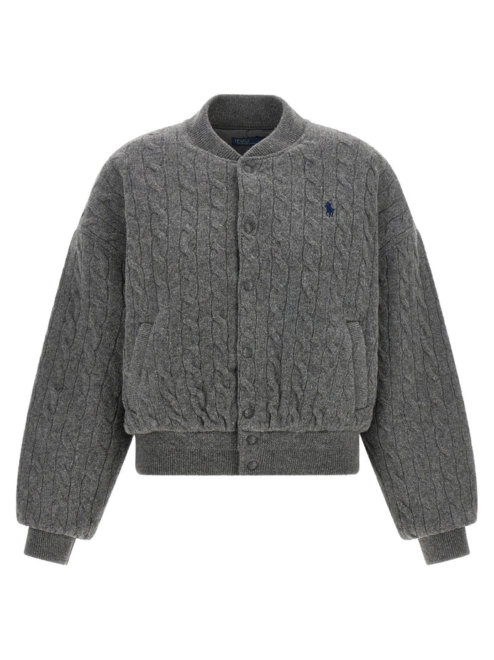 Padded Knit Braided Bomber Jacket