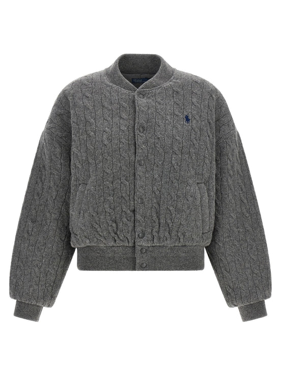 Padded Knit Braided Bomber Jacket