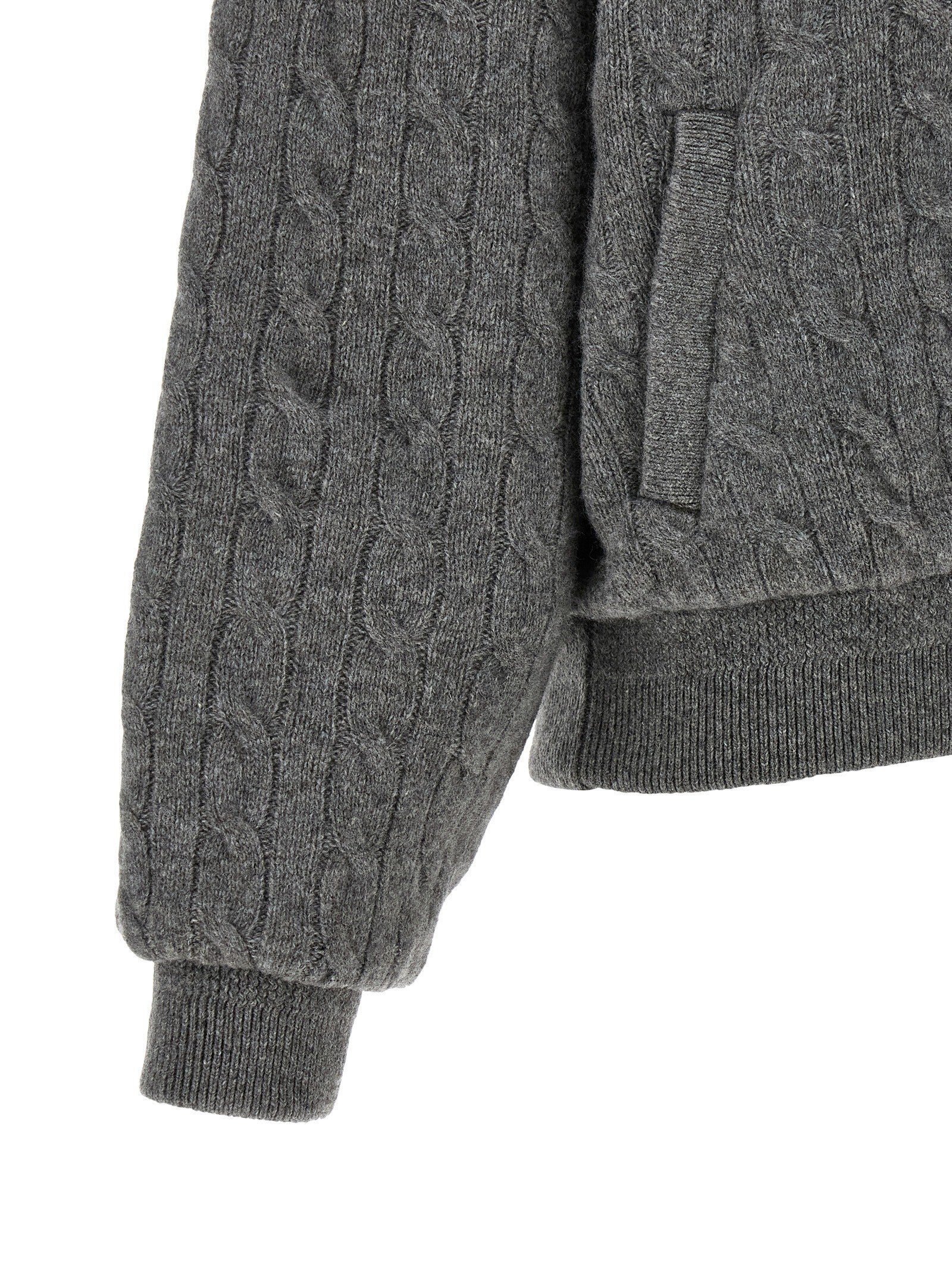 Padded Knit Braided Bomber Jacket