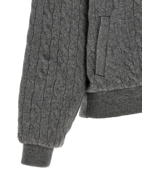 Padded Knit Braided Bomber Jacket