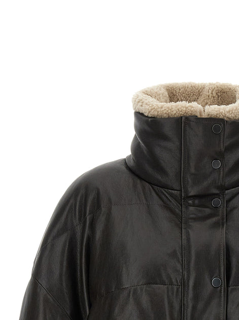 Padded leather jacket