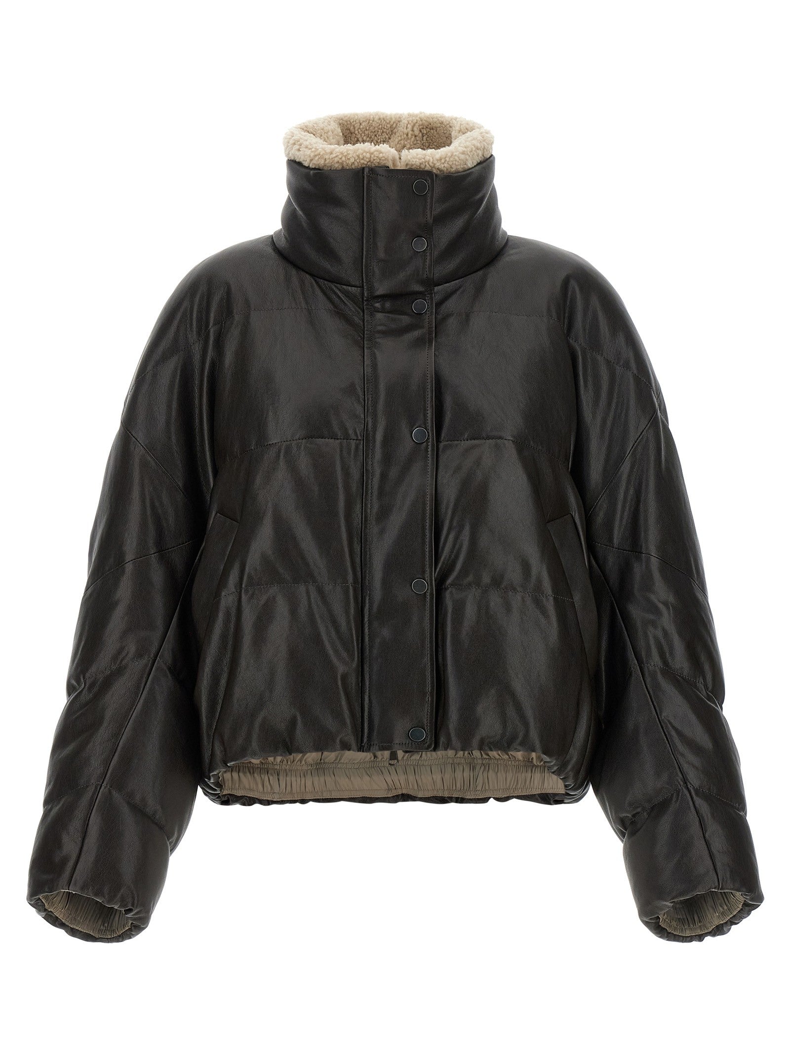 Padded leather jacket