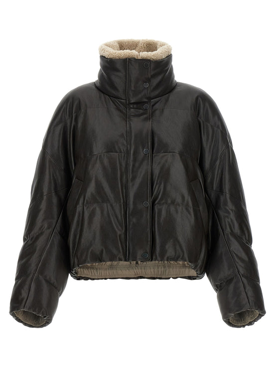 Padded leather jacket