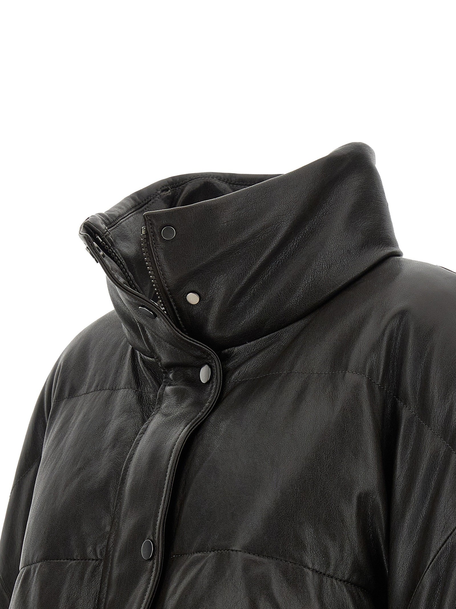 Padded leather jacket