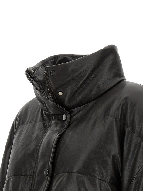 Padded leather jacket